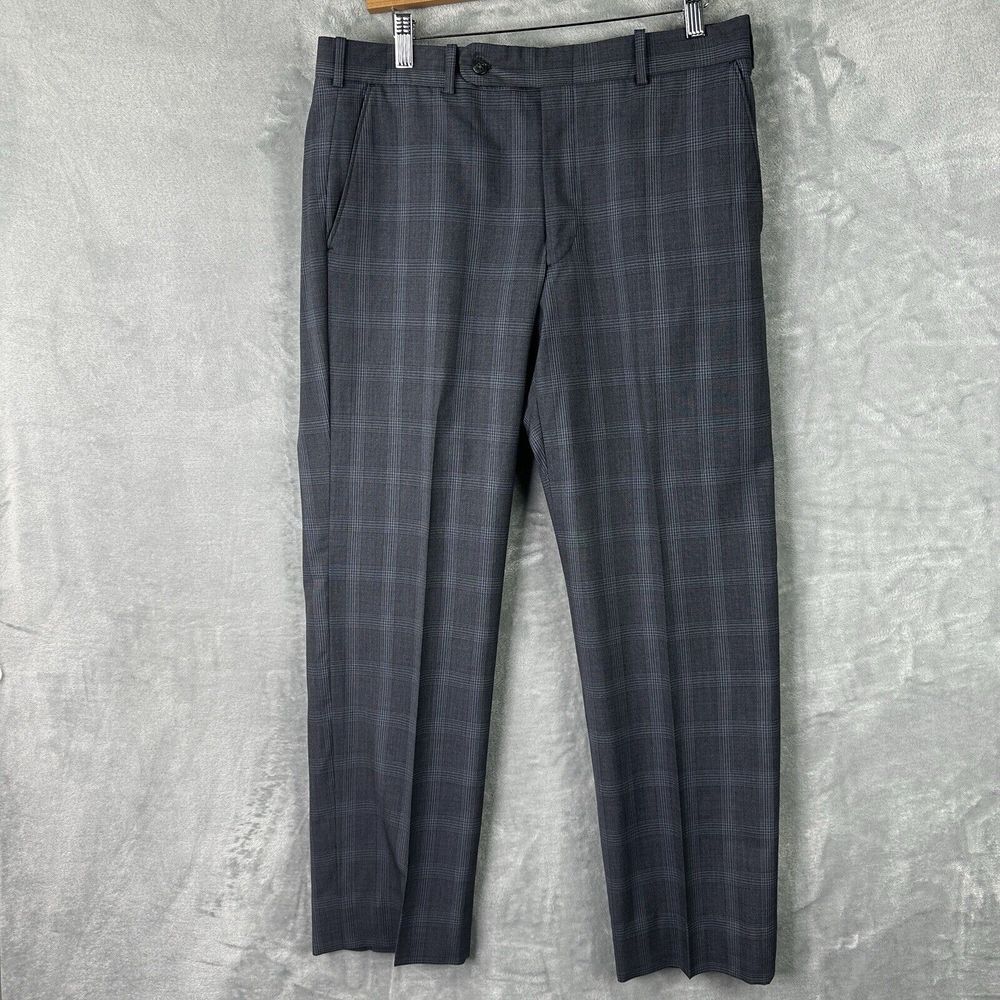 Holland & Sherry Dress Pants Gray Check Size 35x28‎